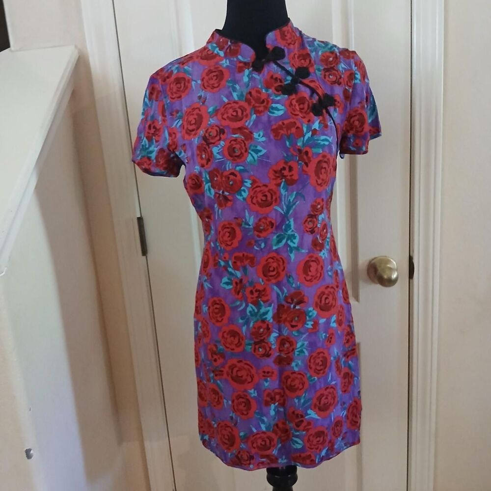 Zara Floral Mandarin Collar Mini Dress S Dopamine Dressing Asian Style Coquette